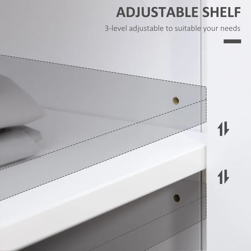 Modern Sideboard, Kitchen Storage Cabinet with Drawers, Adjustable Shelf, White