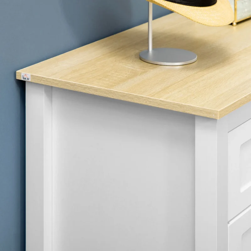 Modern Sideboard, Kitchen Storage Cabinet with Drawers, Adjustable Shelf, White