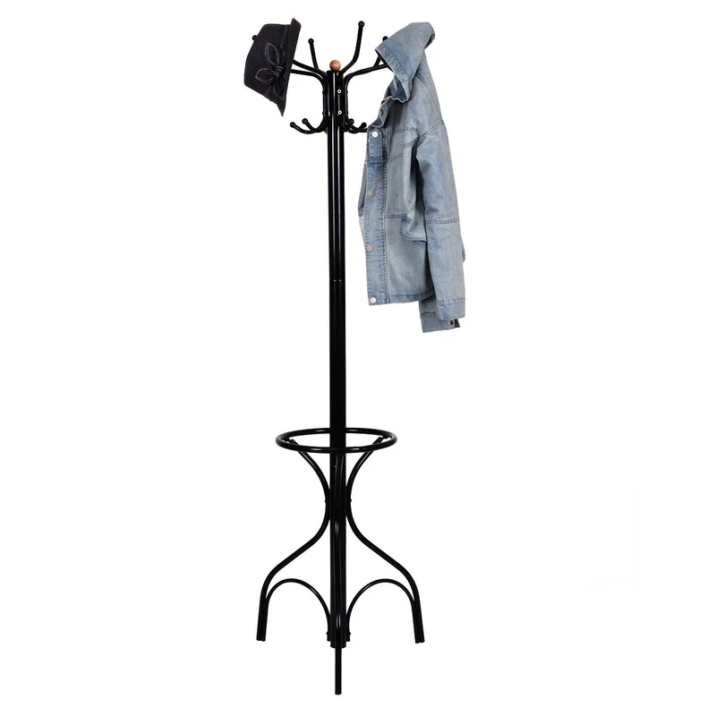 Vintage Metal Coat Hat Tree Stand, Black