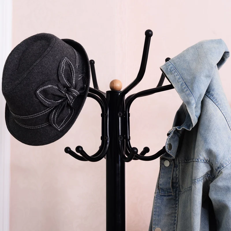 Vintage Metal Coat Hat Tree Stand, Black