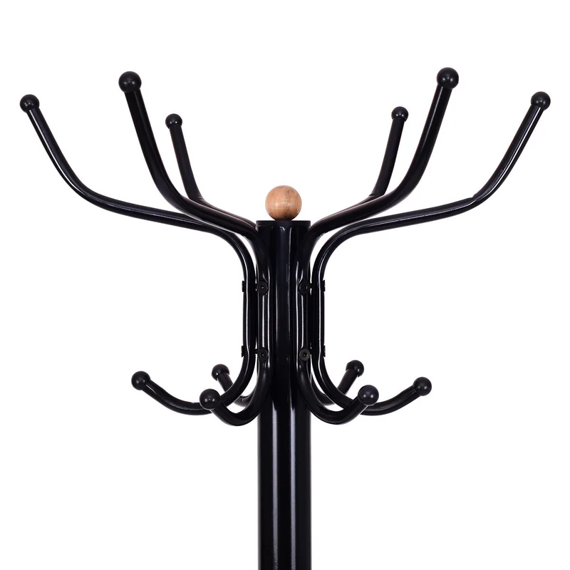 Vintage Metal Coat Hat Tree Stand, Black