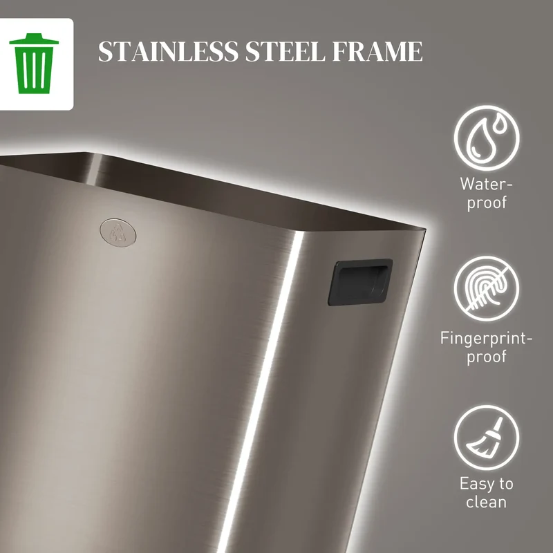 Dual Garbage Bin, Soft Close Trash Can, 2 x 20 Liter, Gold
