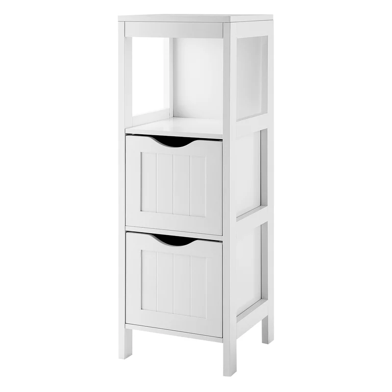 Freestanding Storage Cabinet, 2 Removable Drawers, White