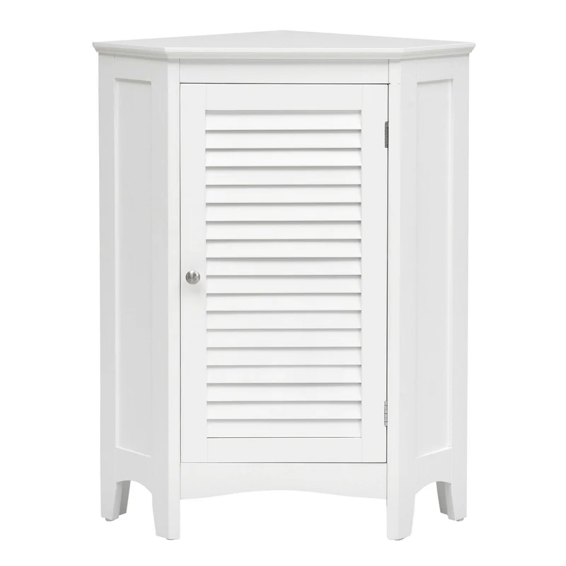Corner Storage Cabinet, Free Standing, Shutter Door, White
