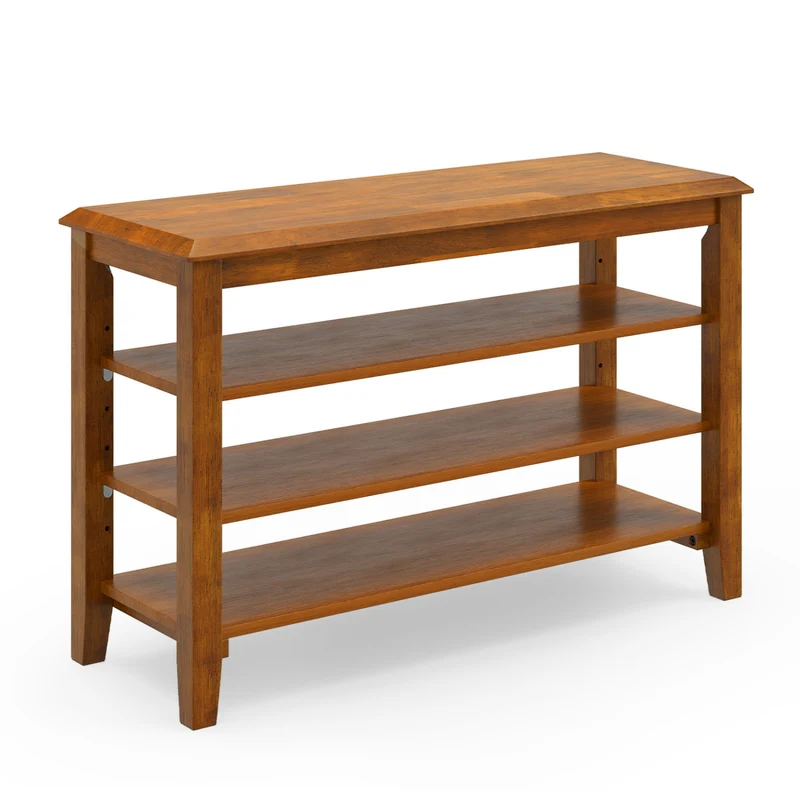 3-Tier Shoe Rack Bench, Adjustable Shelves, Entryway Living Room, Brown
