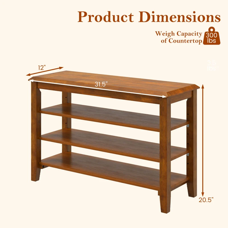 3-Tier Shoe Rack Bench, Adjustable Shelves, Entryway Living Room, Brown