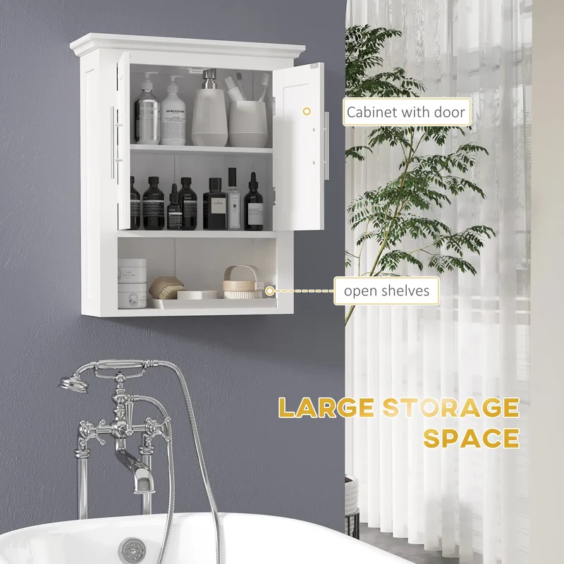 Bathroom Wall Cabinet, Medicine Cabinet with Shelf, White