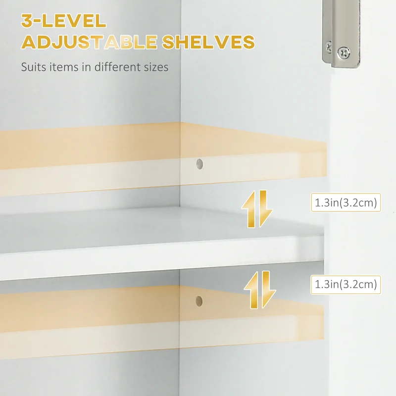 Bathroom Wall Cabinet, Medicine Cabinet with Shelf, White