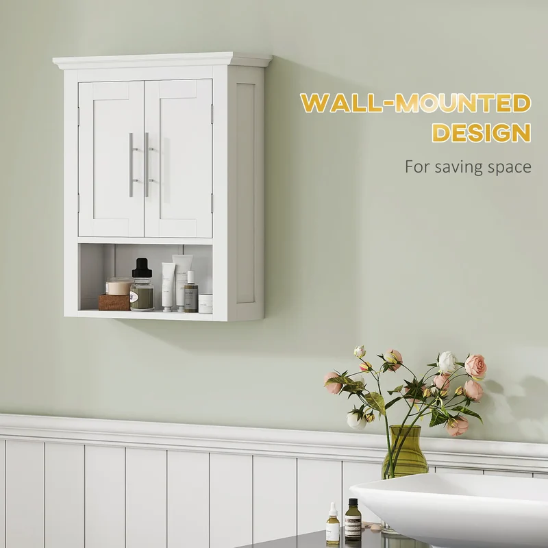 Bathroom Wall Cabinet, Medicine Cabinet with Shelf, White