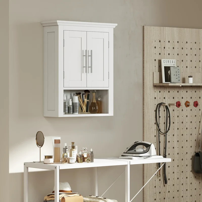 Bathroom Wall Cabinet, Medicine Cabinet with Shelf, White
