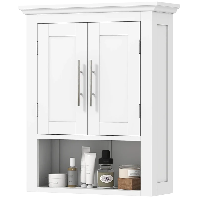 Bathroom Wall Cabinet, Medicine Cabinet with Shelf, White