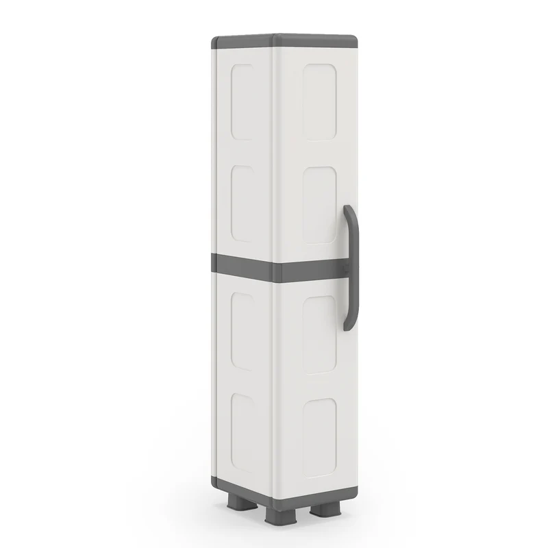 Plastic Kitchen Pantry, 4 Adjustable Shelves, Single Door, Gray