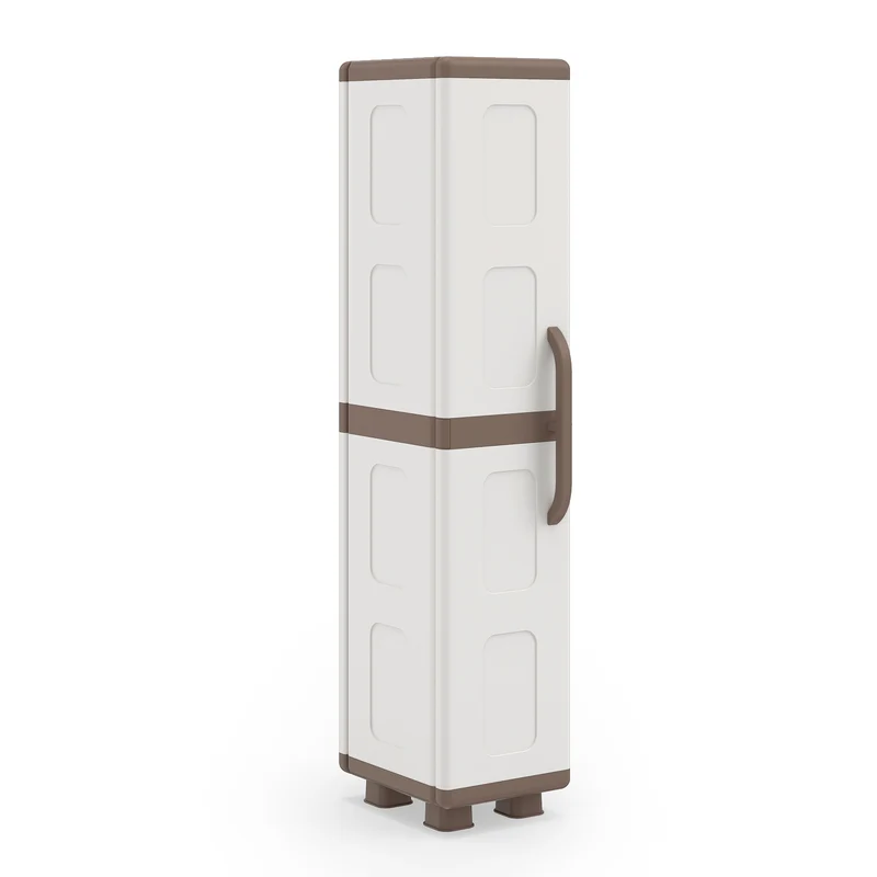 Plastic Kitchen Pantry, 4 Adjustable Shelves, Single Door, Beige