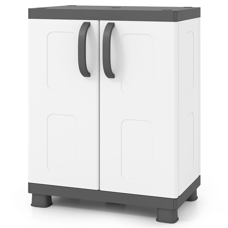 Freestanding Buffet Cabinet, 2 Doors, Adjustable Shelves, Gray