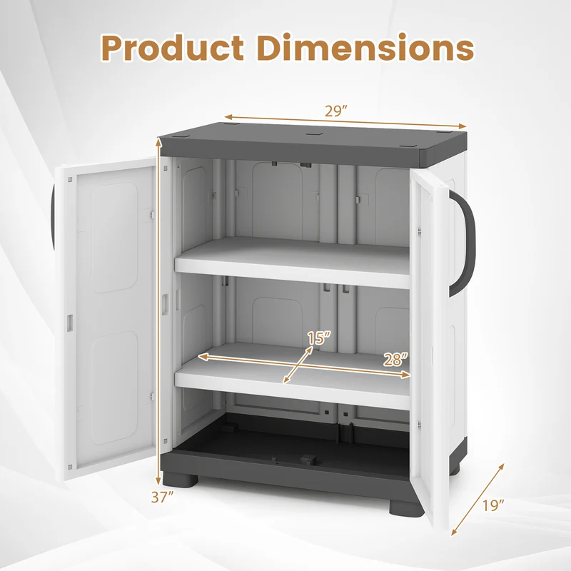 Freestanding Buffet Cabinet, 2 Doors, Adjustable Shelves, Gray