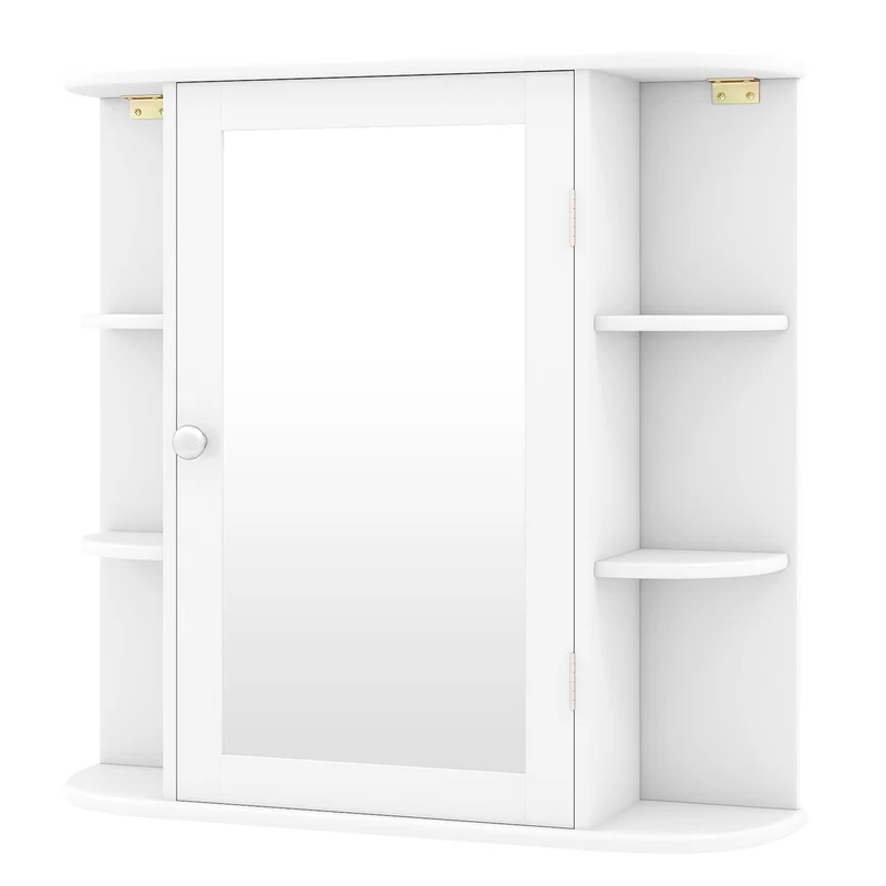 Multipurpose Mount Wall Mirror Bathroom Storage Cabinet, White