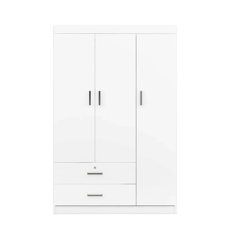 Modern Wardrobe, 2 Drawers, MDF Construction, 41.5" L x 18.5" W x 68" H, White