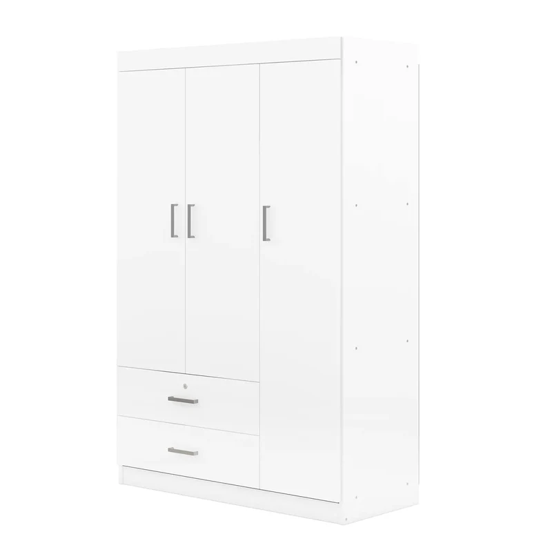 Modern Wardrobe, 2 Drawers, MDF Construction, 41.5" L x 18.5" W x 68" H, White
