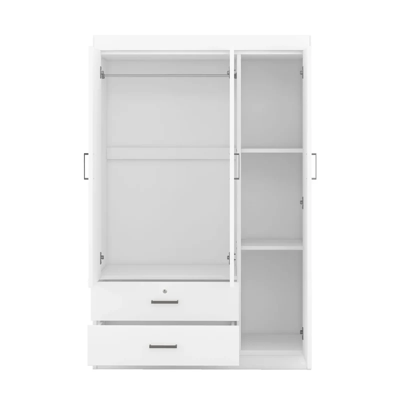 Modern Wardrobe, 2 Drawers, MDF Construction, 41.5" L x 18.5" W x 68" H, White