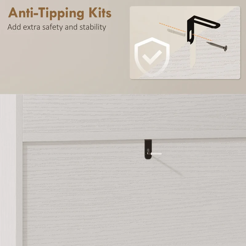 Shoe Cabinet With 2 Flip Drawers, Narrow, White