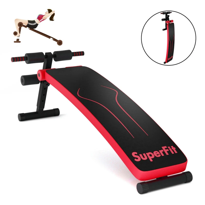 Folding Weight Bench, Adjustable Sit-Up Board, Red