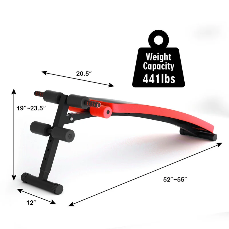 Folding Weight Bench, Adjustable Sit-Up Board, Red