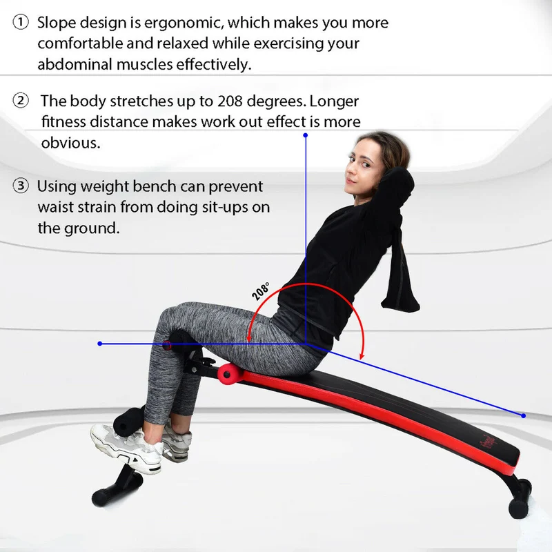 Folding Weight Bench, Adjustable Sit-Up Board, Red