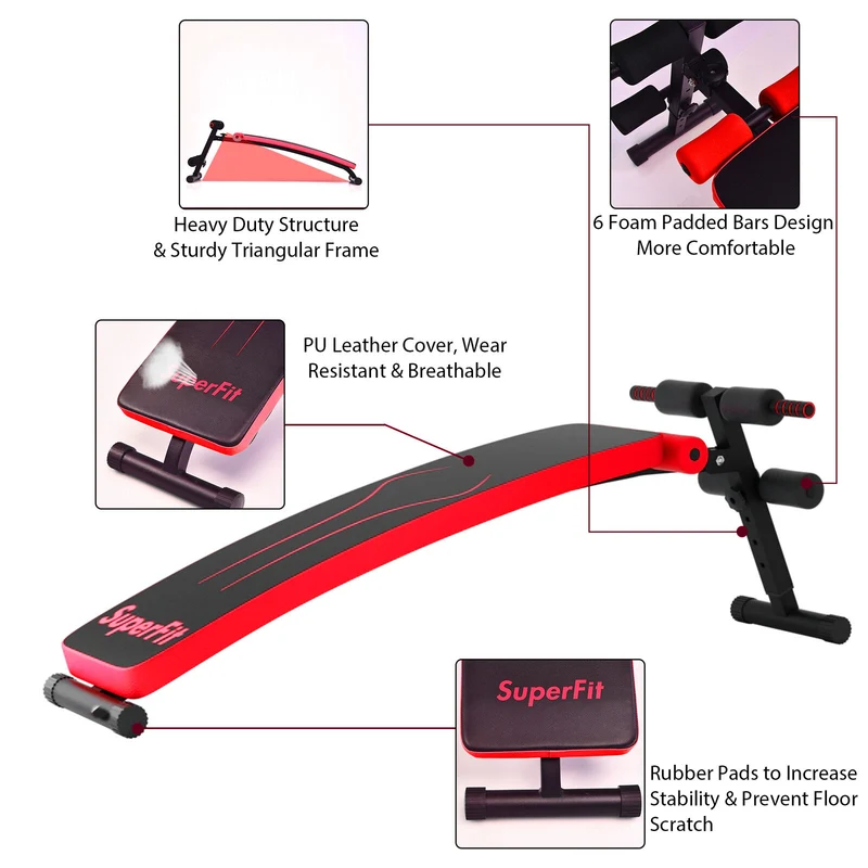 Folding Weight Bench, Adjustable Sit-Up Board, Red