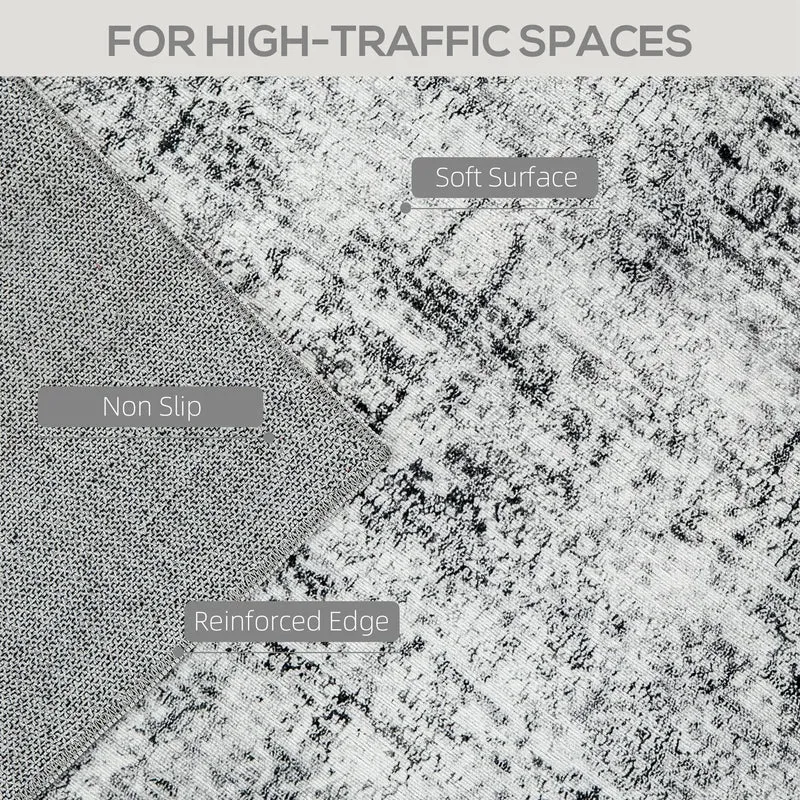 Modern Abstract Area Rug, 6x9, Machine Washable, Non-Slip, Grey