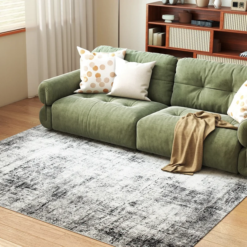 Modern Abstract Area Rug, 6x9, Machine Washable, Non-Slip, Grey