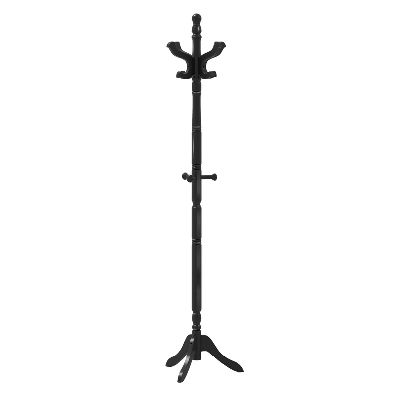 Solid Wood Hall Tree, 11 Hooks, 3 Height Options, Black
