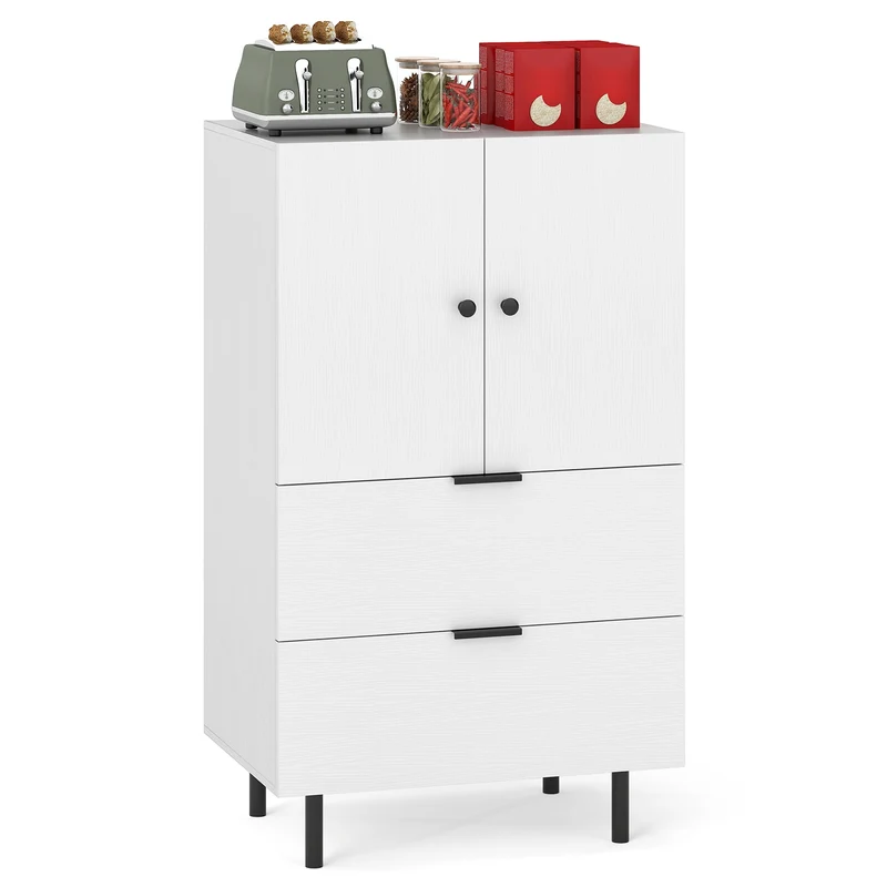 Sideboard Buffet Cabinet, 2-Door, White