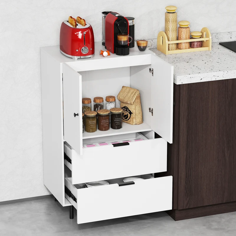 Sideboard Buffet Cabinet, 2-Door, White