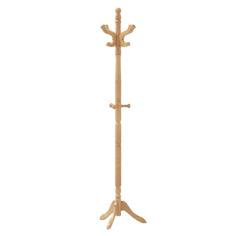 Solid Wood Hall Tree, 11 Hooks, 3 Height Options, Natural