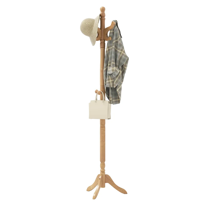 Solid Wood Hall Tree, 11 Hooks, 3 Height Options, Natural