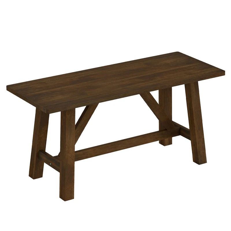 Wooden Entryway Bench, Farmhouse Dining Bench, 400 LBS Weight Capacity, Brown