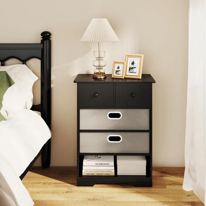 4-Drawer Dresser, Modern Chest Storage Organizer, Black