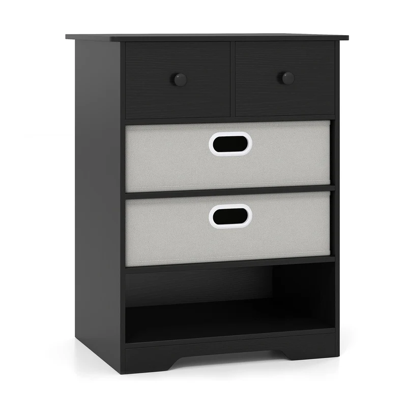 4-Drawer Dresser, Modern Chest Storage Organizer, Black