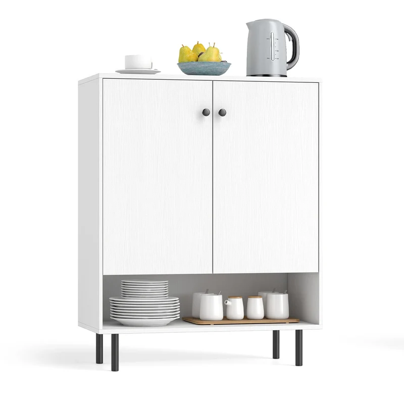 2-Door Sideboard Buffet Cabinet, Adjustable Shelf, White