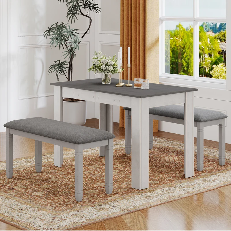Upholstered Bedroom Bench, Gray