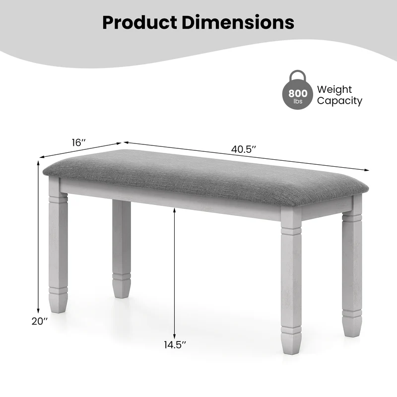 Upholstered Bedroom Bench, Gray
