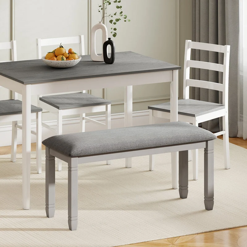 Upholstered Bedroom Bench, Gray
