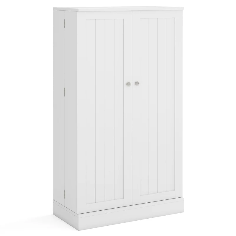 41 Inch Pantry Cabinet, Kitchen Storage Cabinet With Doors And Shelves, White