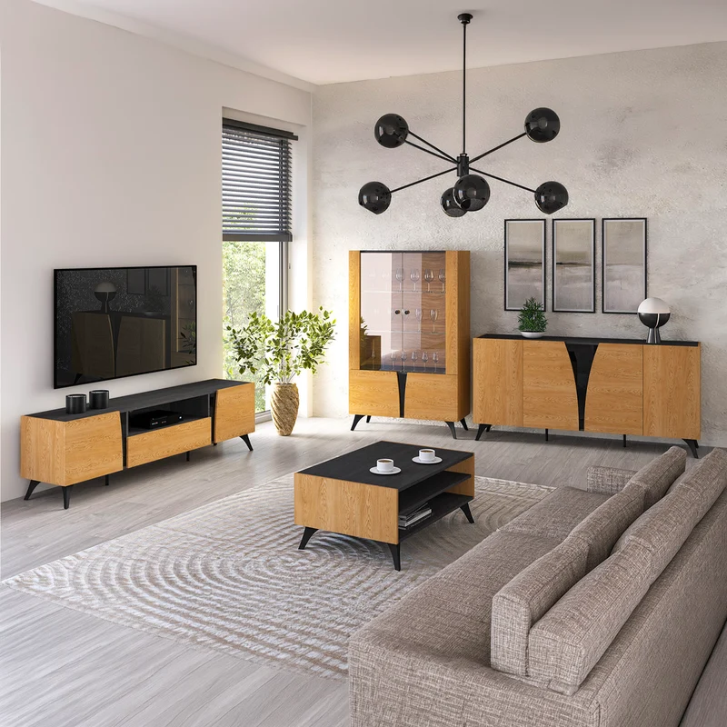 Buffet 5 portes Soah Bois et Noir