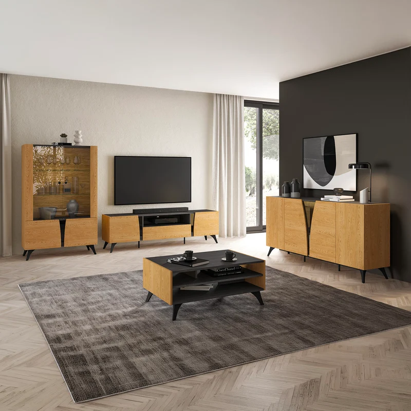 Buffet 5 portes Soah Bois et Noir