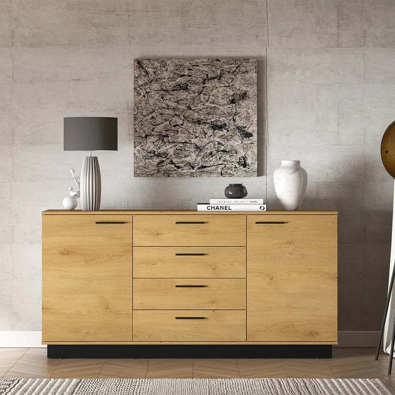 Buffet 2 portes 4 tiroirs Ysia Bois et Noir