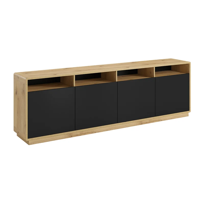 Buffet 4 portes Raven Noir et Bois