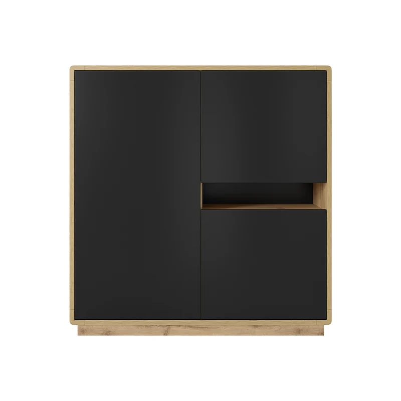 Buffet haut 3 portes Raven Noir et Bois
