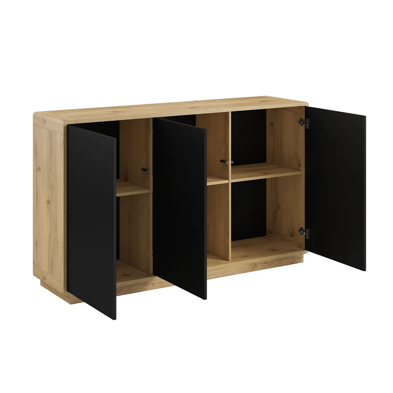 Buffet 3 portes Raven Noir et Bois