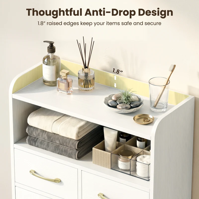 Bathroom Storage Cabinet Freestanding Floor Cabinet with 2 Drawers and 2 Doors, White